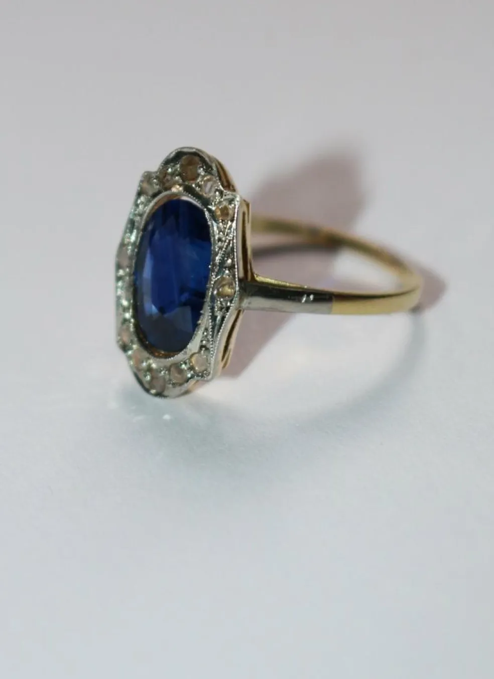 Bague Belle Epoque saphir naturel non chauffé