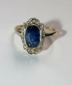 Bague Belle Epoque saphir naturel non chauffé