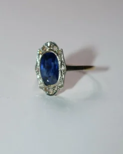 Bague Belle Epoque saphir naturel non chauffé