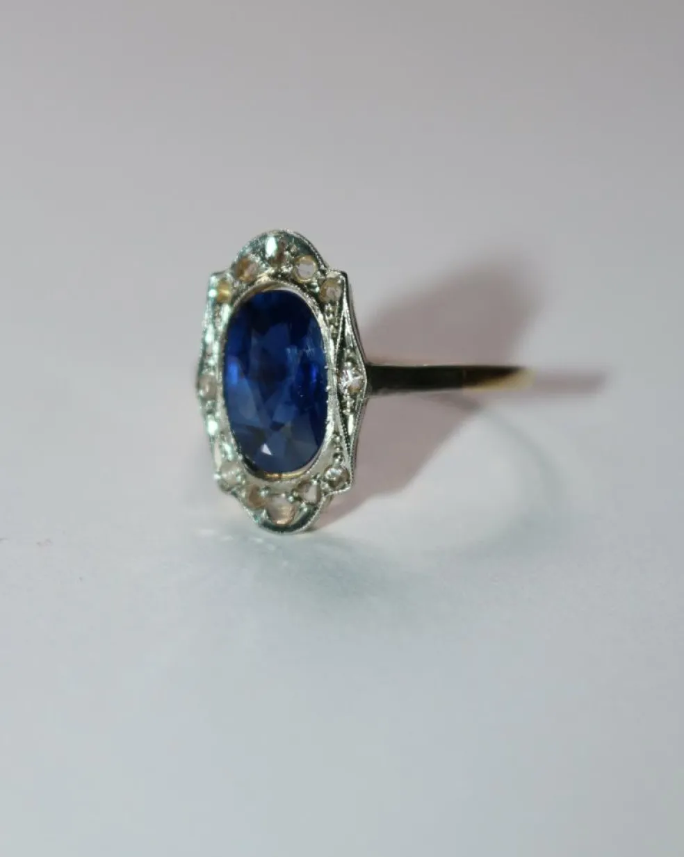 Bague Belle Epoque saphir naturel non chauffé