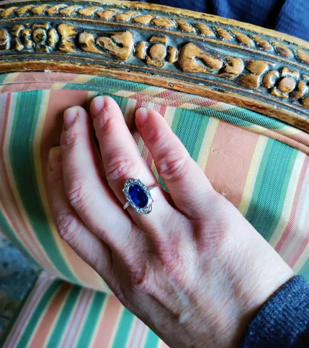 Bague Belle Epoque saphir naturel non chauffé