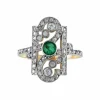 Bague Belle Époque émeraude diamants