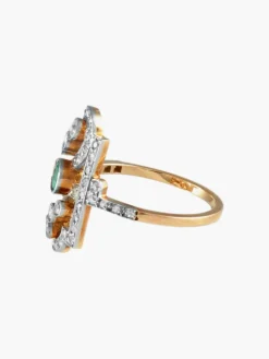 Bague Belle Époque émeraude diamants