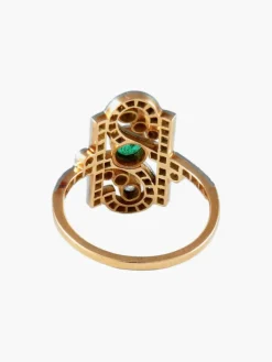 Bague Belle Époque émeraude diamants