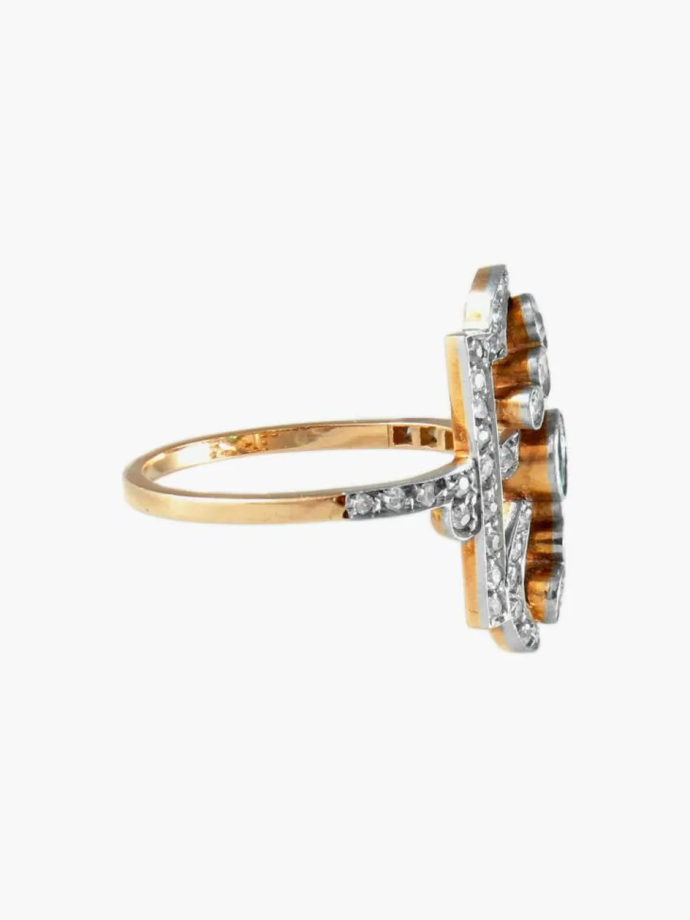 Bague Belle Époque émeraude diamants