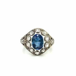 Bague Belle Époque Or Diamant Saphir