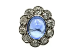 Bague Belle-Epoque en or blanc, saphir et diamants