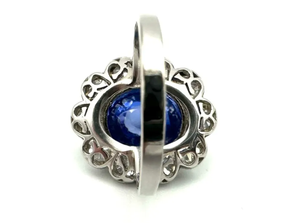 Bague Belle-Epoque en or blanc, saphir et diamants