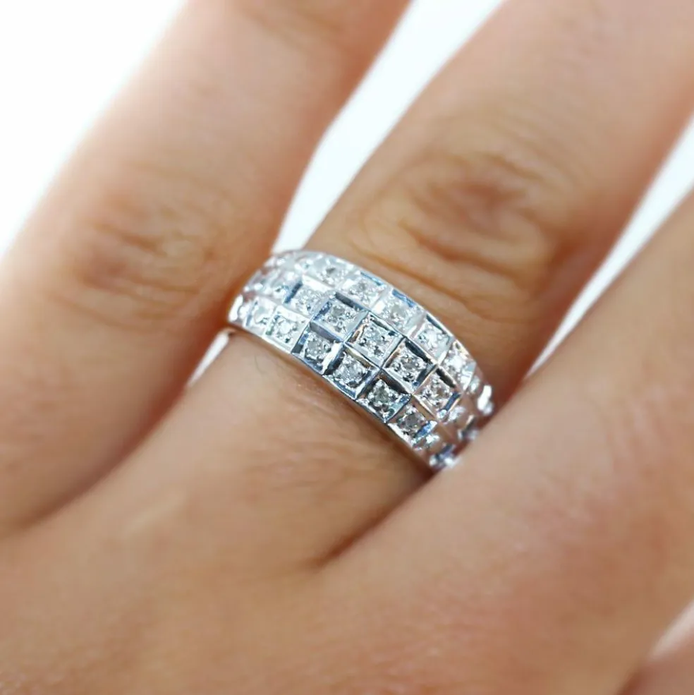 Bague bicolore 3 rangs de diamants