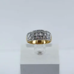 Bague bicolore 3 rangs de diamants