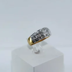 Bague bicolore 3 rangs de diamants