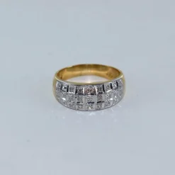 Bague bicolore 3 rangs de diamants