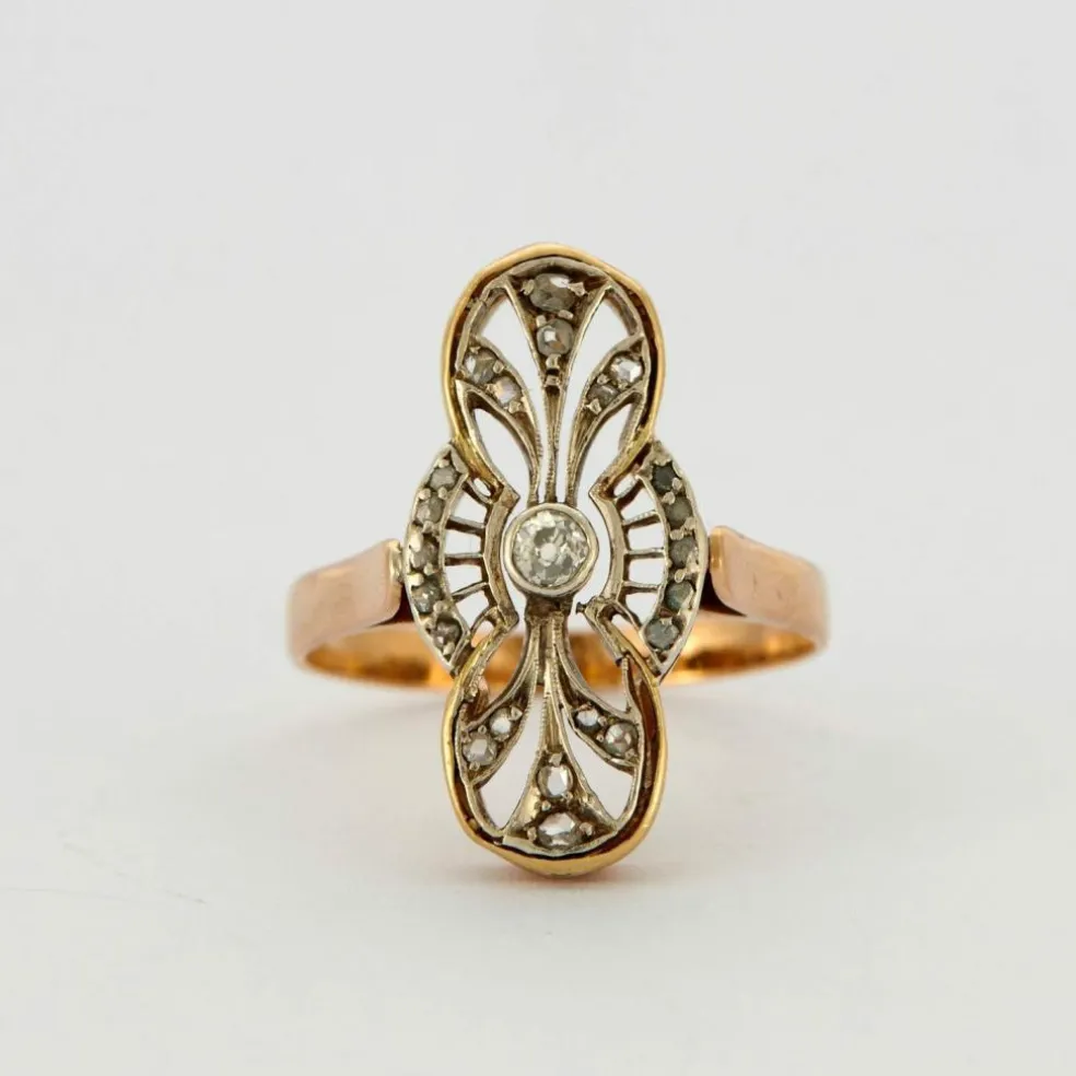 Bague Bicolore Motif Polylobé Diamants