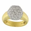 Bague bombée en or jaune et blanc avec pavé de diamants