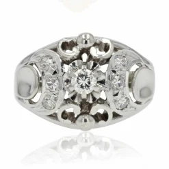 Bague bombée or blanc diamants