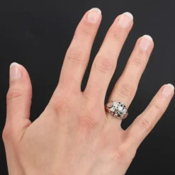 Bague bombée or blanc diamants