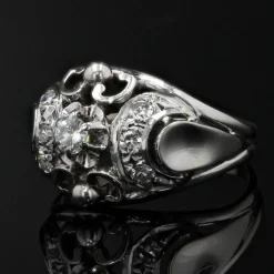 Bague bombée or blanc diamants