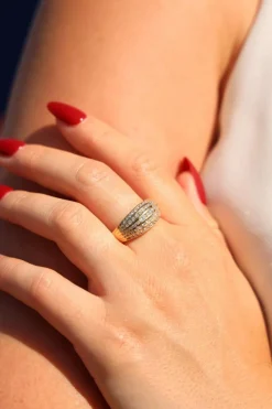 Bague Bombée Or jaune Diamant