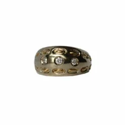 Bague Bombée or jaune et diamants