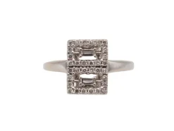 Bague boucle d'oreille diamant style Art déco