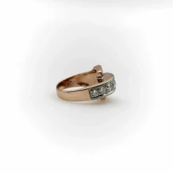 Bague boucle en or diamant et rubis