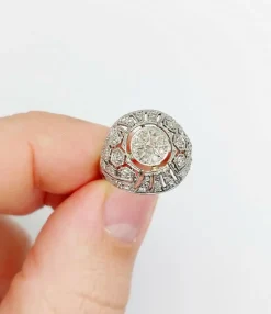 Bague boule Art Déco or blanc, diamant taille rose (circa 1920)