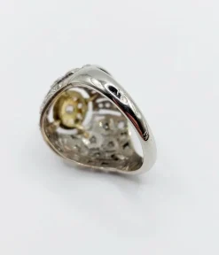 Bague boule Art Déco or blanc, diamant taille rose (circa 1920)
