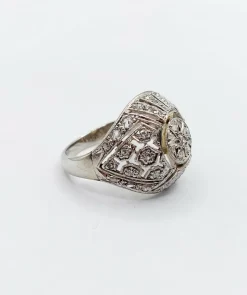 Bague boule Art Déco or blanc, diamant taille rose (circa 1920)