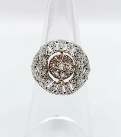 Bague boule Art Déco or blanc, diamant taille rose (circa 1920)
