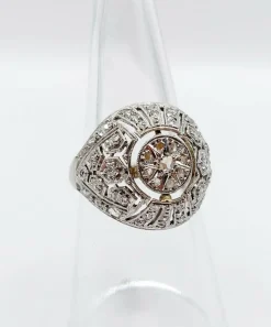 Bague boule Art Déco or blanc, diamant taille rose (circa 1920)