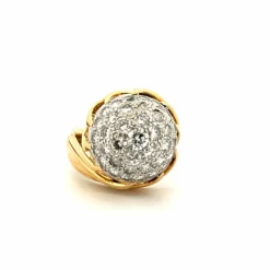 Bague Boule Cocktail Or Jaune Diamants