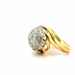 Bague Boule Cocktail Or Jaune Diamants
