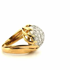 Bague Boule Cocktail Or Jaune Diamants
