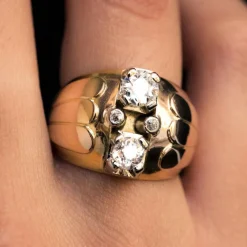 Bague boule duo de diamants
