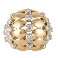 Bague Boule en or jaune, diamants