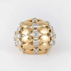 Bague Boule en or jaune, diamants