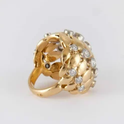 Bague Boule en or jaune, diamants