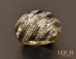 Bague Boule or jaune diamants