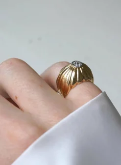 Bague Boule or rose, platine, diamants