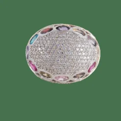 Bague Boule Pavage Diamants et pierres fines