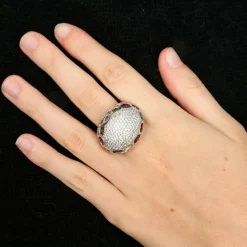 Bague Boule Pavage Diamants et pierres fines