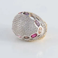 Bague Boule Pavage Diamants et pierres fines