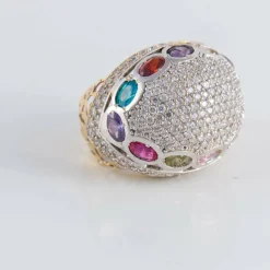 Bague Boule Pavage Diamants et pierres fines
