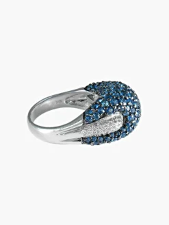 Bague Boule Pavage Saphirs