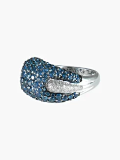 Bague Boule Pavage Saphirs