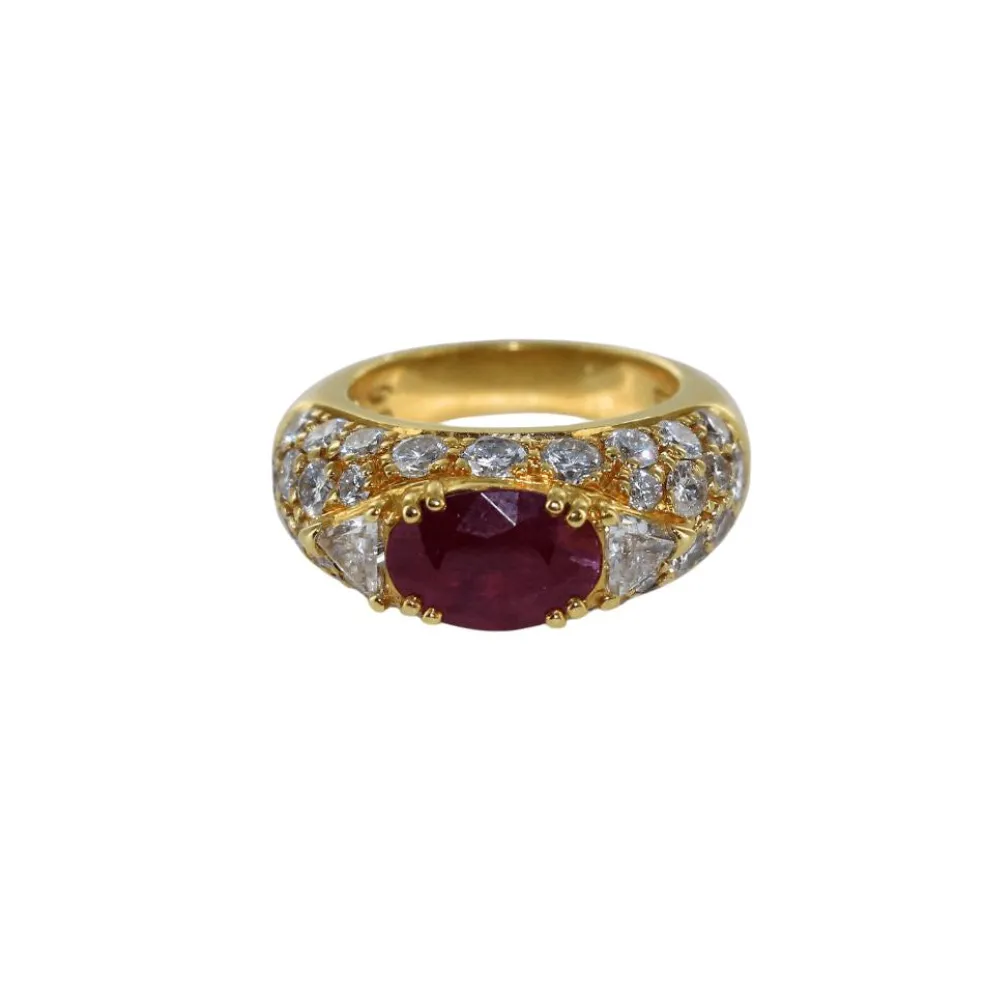 Bague boule rubis et diamants