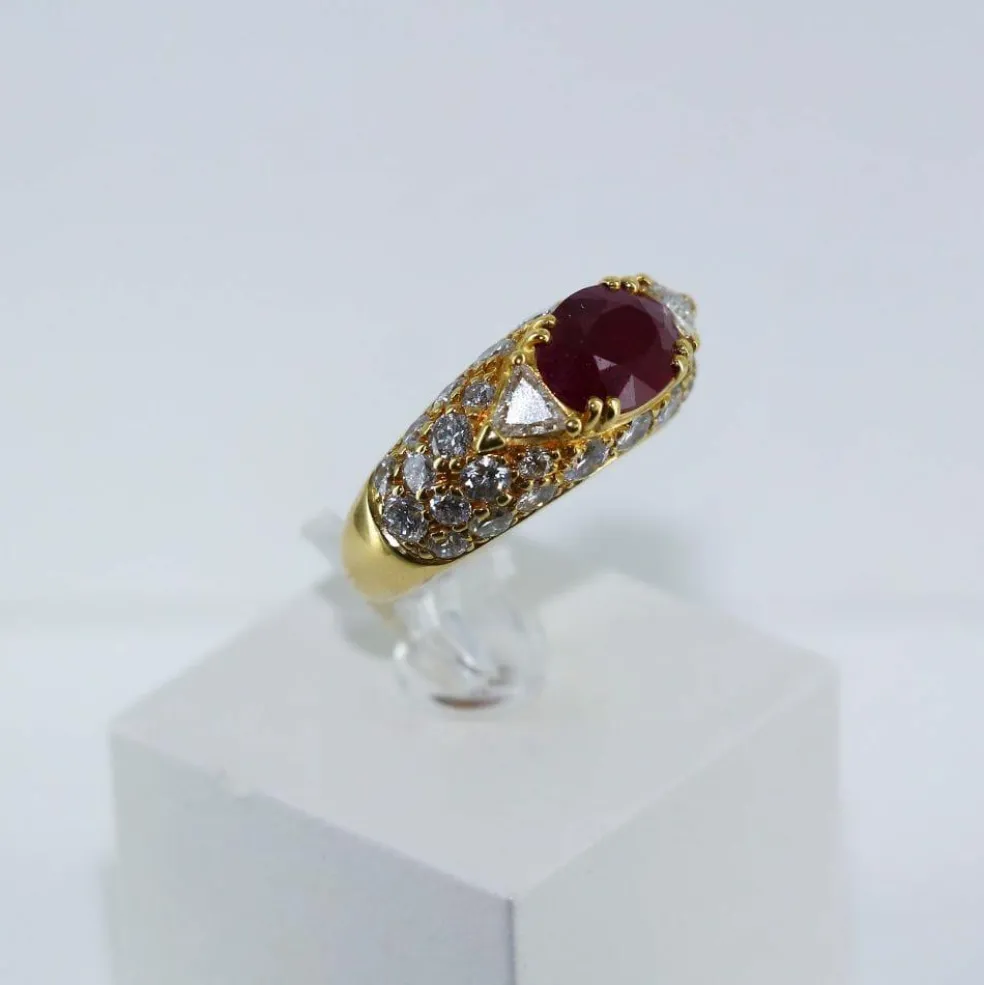 Bague boule rubis et diamants