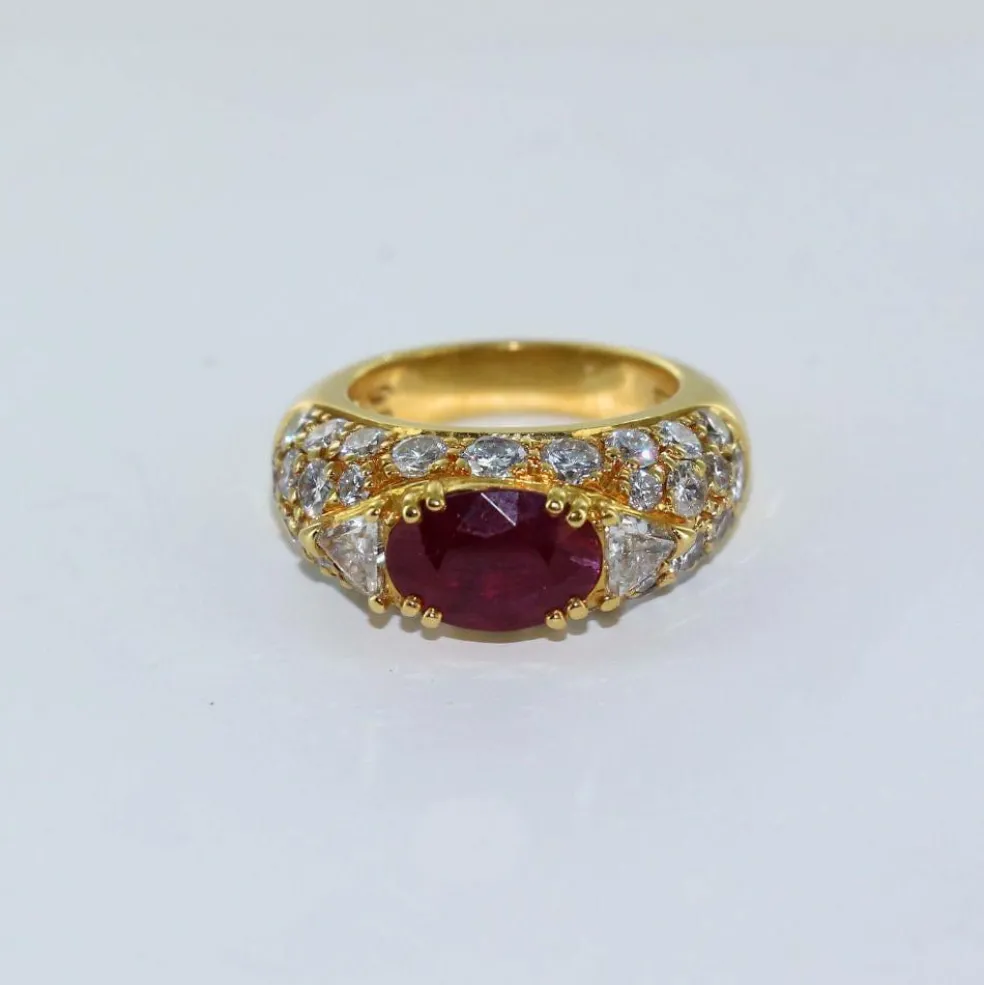 Bague boule rubis et diamants