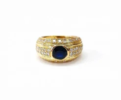 Bague boule saphir et diamants