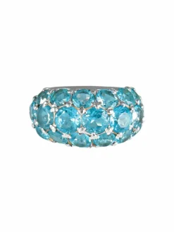 Bague Boule Topazes bleues